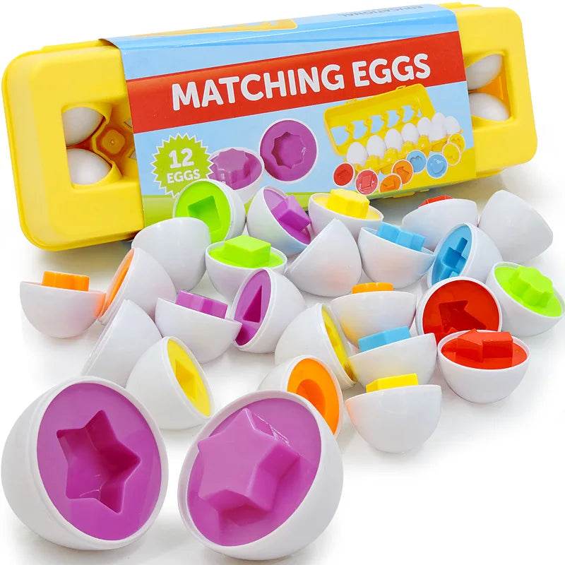 6/12PCS Montessori Smart Eggs in Cup Education Early Learning Geometric Shape Math Alphabet Puzzle Game - ToylandEU