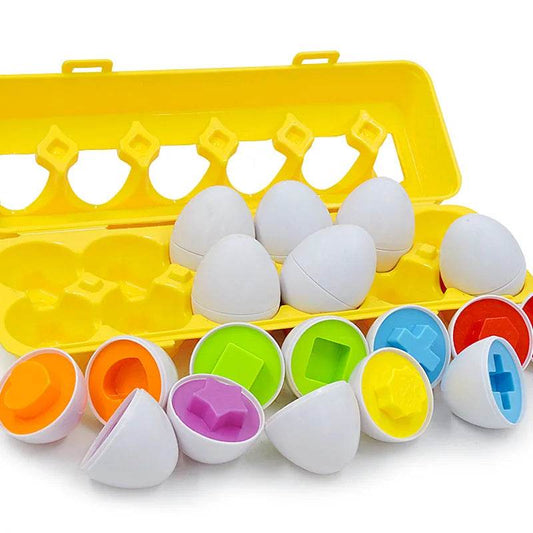 6/12PCS Montessori Smart Eggs in Cup Education Early Learning Geometric Shape Math Alphabet Puzzle Game - ToylandEU