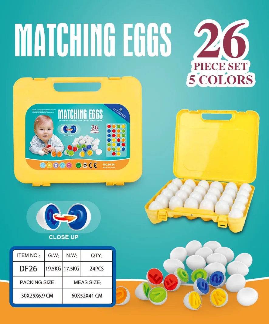 6/12PCS Montessori Smart Eggs in Cup Education Early Learning Geometric Shape Math Alphabet Puzzle Game - ToylandEU