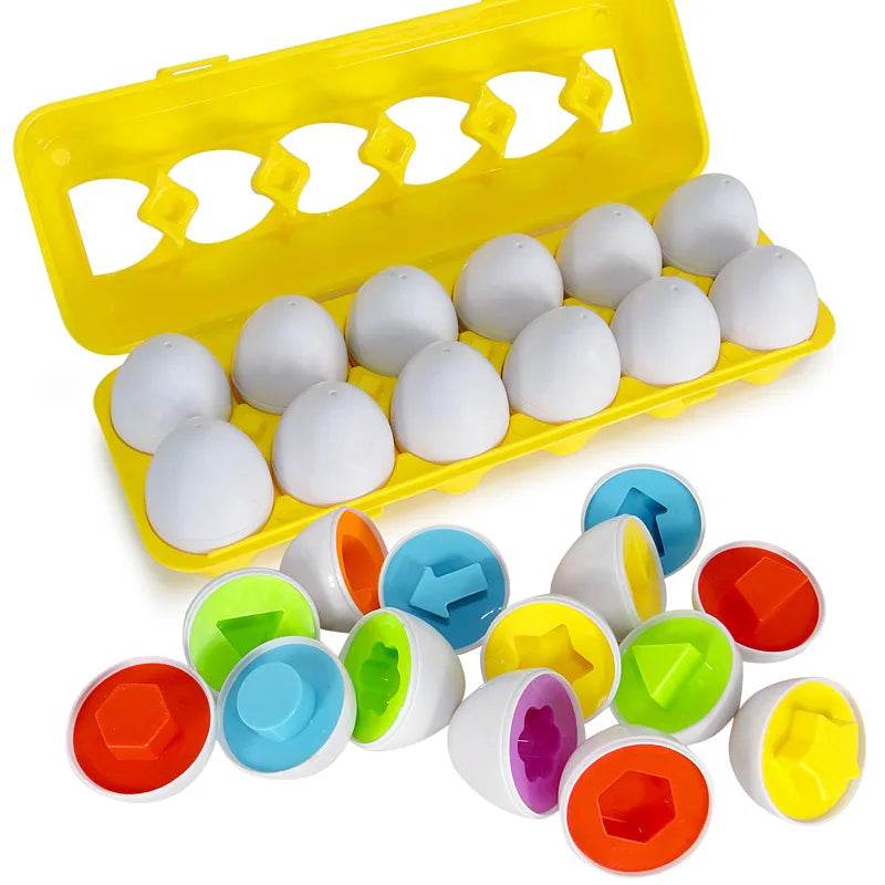 6/12PCS Montessori Smart Eggs in Cup Education Early Learning Geometric Shape Math Alphabet Puzzle Game - ToylandEU