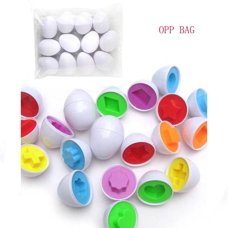 6/12PCS Montessori Smart Eggs in Cup Education Early Learning Geometric Shape Math Alphabet Puzzle Game - ToylandEU