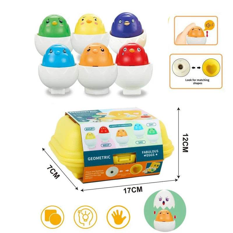 6/12PCS Montessori Smart Eggs in Cup Education Early Learning Geometric Shape Math Alphabet Puzzle Game - ToylandEU