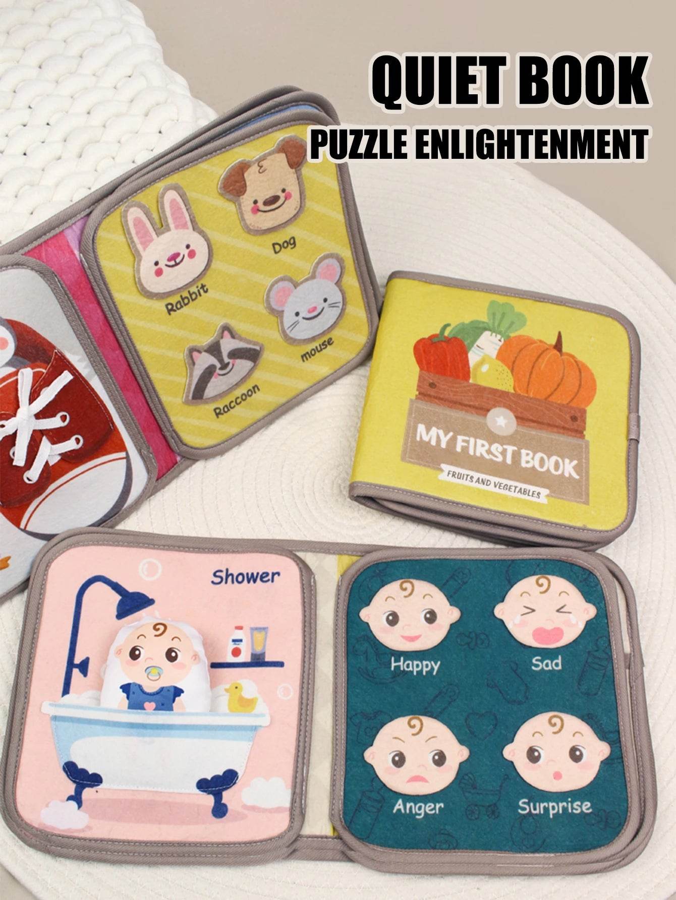 1PCS Soft Baby Book Montessori Early Education Quiet Cloth Book Learning Toys for Babies 0-6 Months and Up - ToylandEU