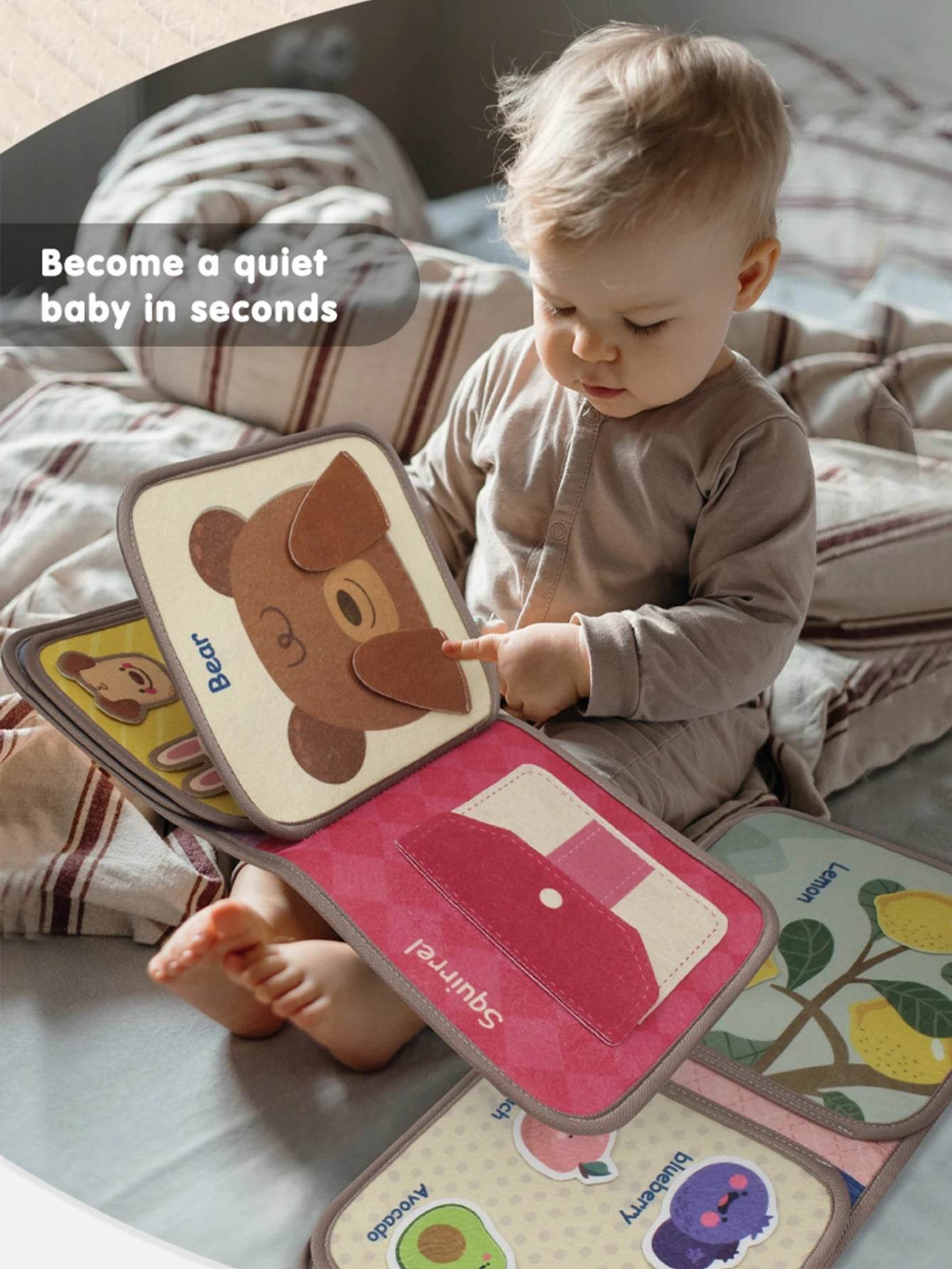 1PCS Soft Baby Book Montessori Early Education Quiet Cloth Book Learning Toys for Babies 0-6 Months and Up - ToylandEU