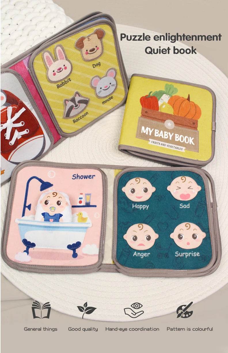 1PCS Soft Baby Book Montessori Early Education Quiet Cloth Book Learning Toys for Babies 0-6 Months and Up - ToylandEU