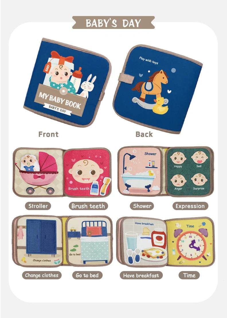 1PCS Soft Baby Book Montessori Early Education Quiet Cloth Book Learning Toys for Babies 0-6 Months and Up - ToylandEU