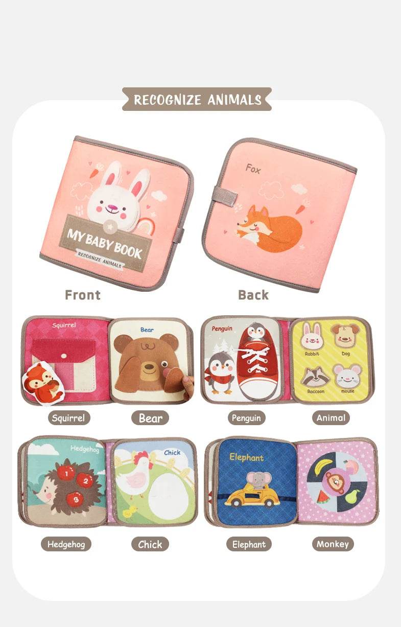 1PCS Soft Baby Book Montessori Early Education Quiet Cloth Book Learning Toys for Babies 0-6 Months and Up - ToylandEU