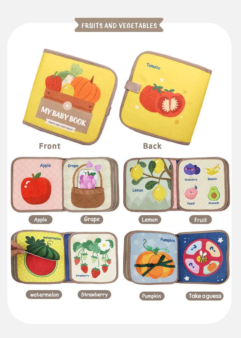 1PCS Soft Baby Book Montessori Early Education Quiet Cloth Book Learning Toys for Babies 0-6 Months and Up - ToylandEU