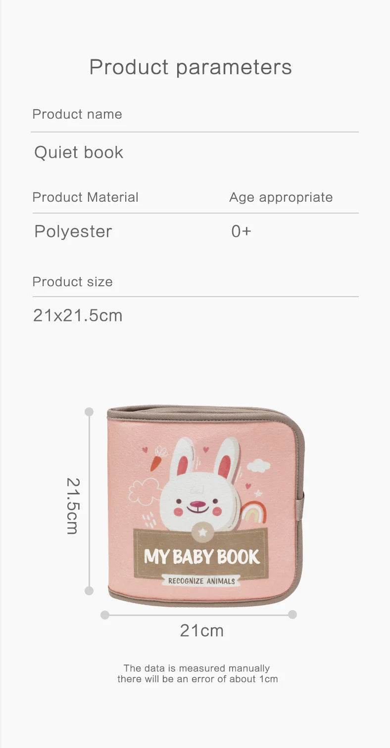 1PCS Soft Baby Book Montessori Early Education Quiet Cloth Book Learning Toys for Babies 0-6 Months and Up - ToylandEU