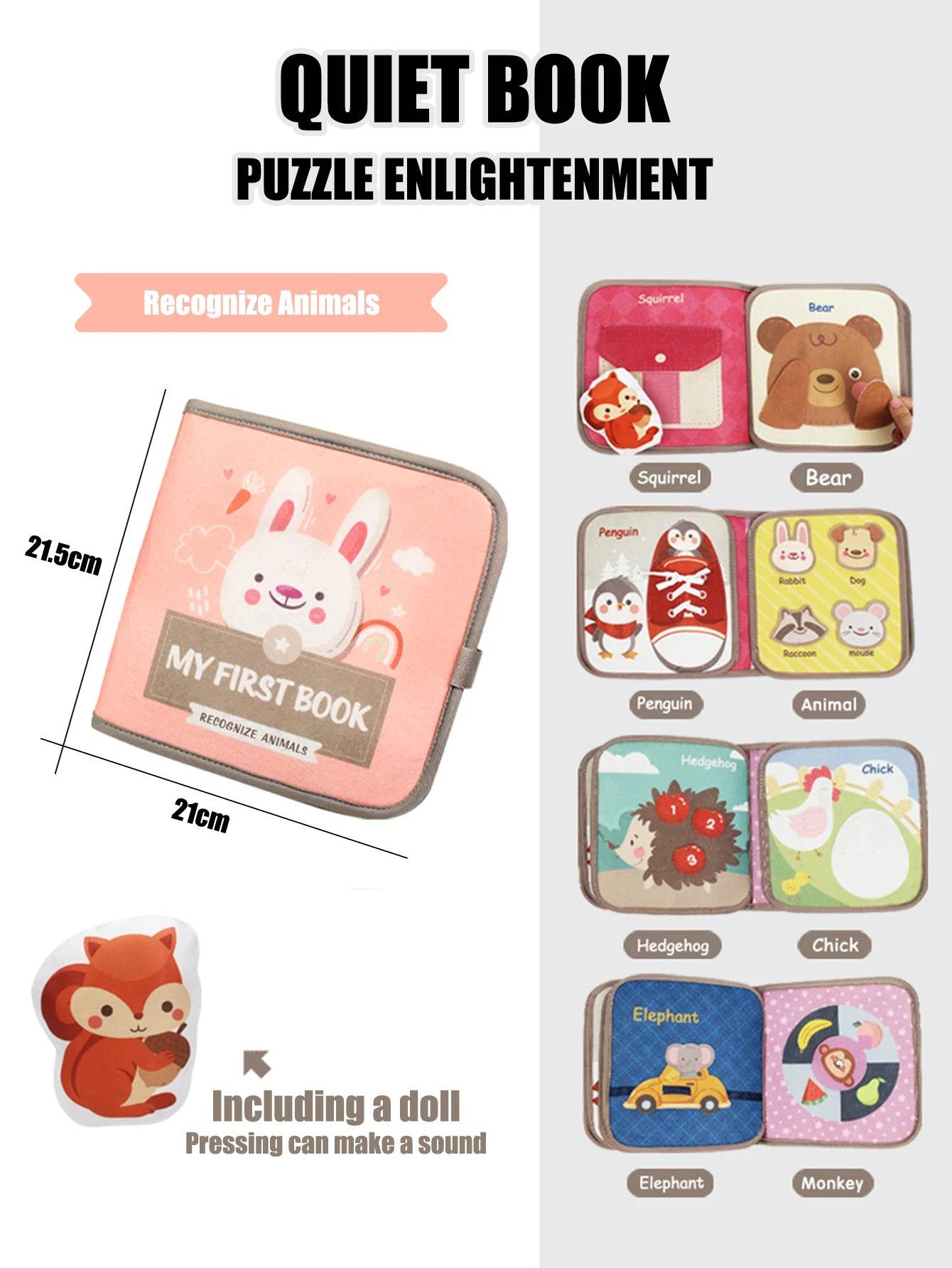 1PCS Soft Baby Book Montessori Early Education Quiet Cloth Book Learning Toys for Babies 0-6 Months and Up - ToylandEU