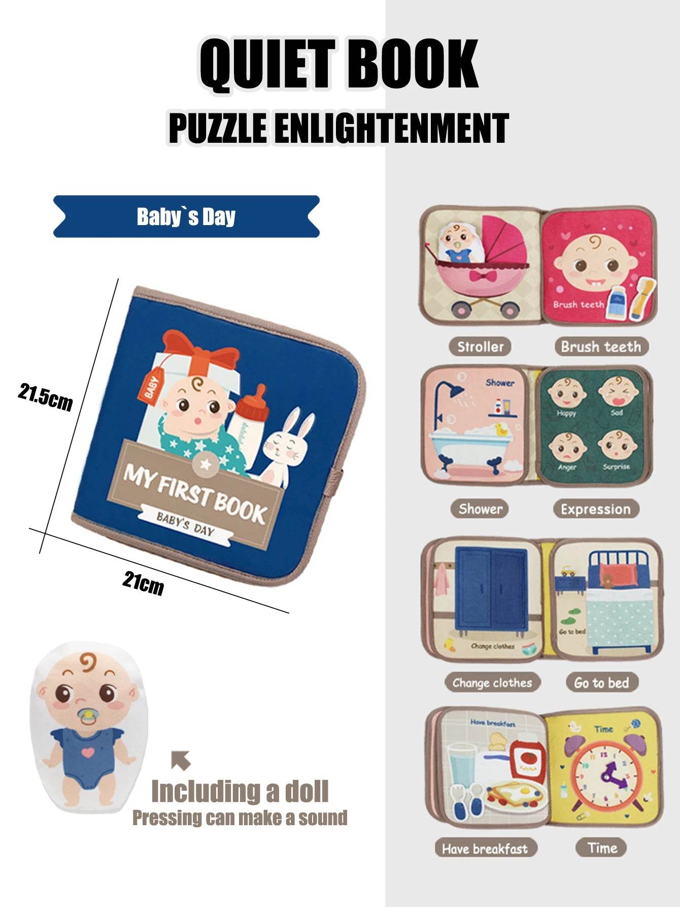 1PCS Soft Baby Book Montessori Early Education Quiet Cloth Book Learning Toys for Babies 0-6 Months and Up - ToylandEU