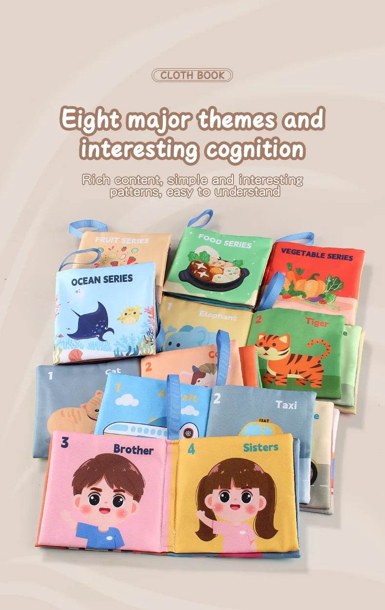 Soft Baby Books Toys Montessori 3D Touch Feel High Contrast Cloth Book Sensory Early Learning Games for Kids Educational Toys - ToylandEU