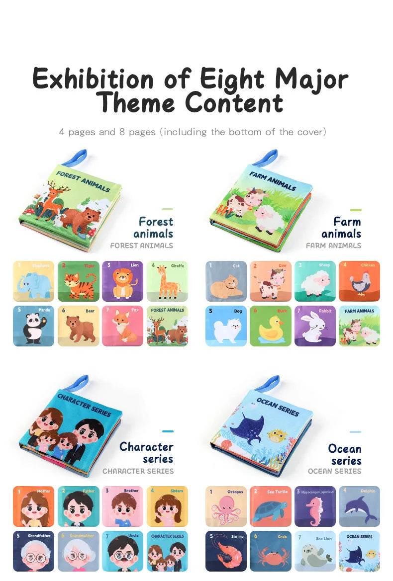 Soft Baby Books Toys Montessori 3D Touch Feel High Contrast Cloth Book Sensory Early Learning Games for Kids Educational Toys - ToylandEU