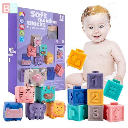 Montessori Soft Building Blocks Set: 12 Themed Puzzle Pieces for Kids - ToylandEU