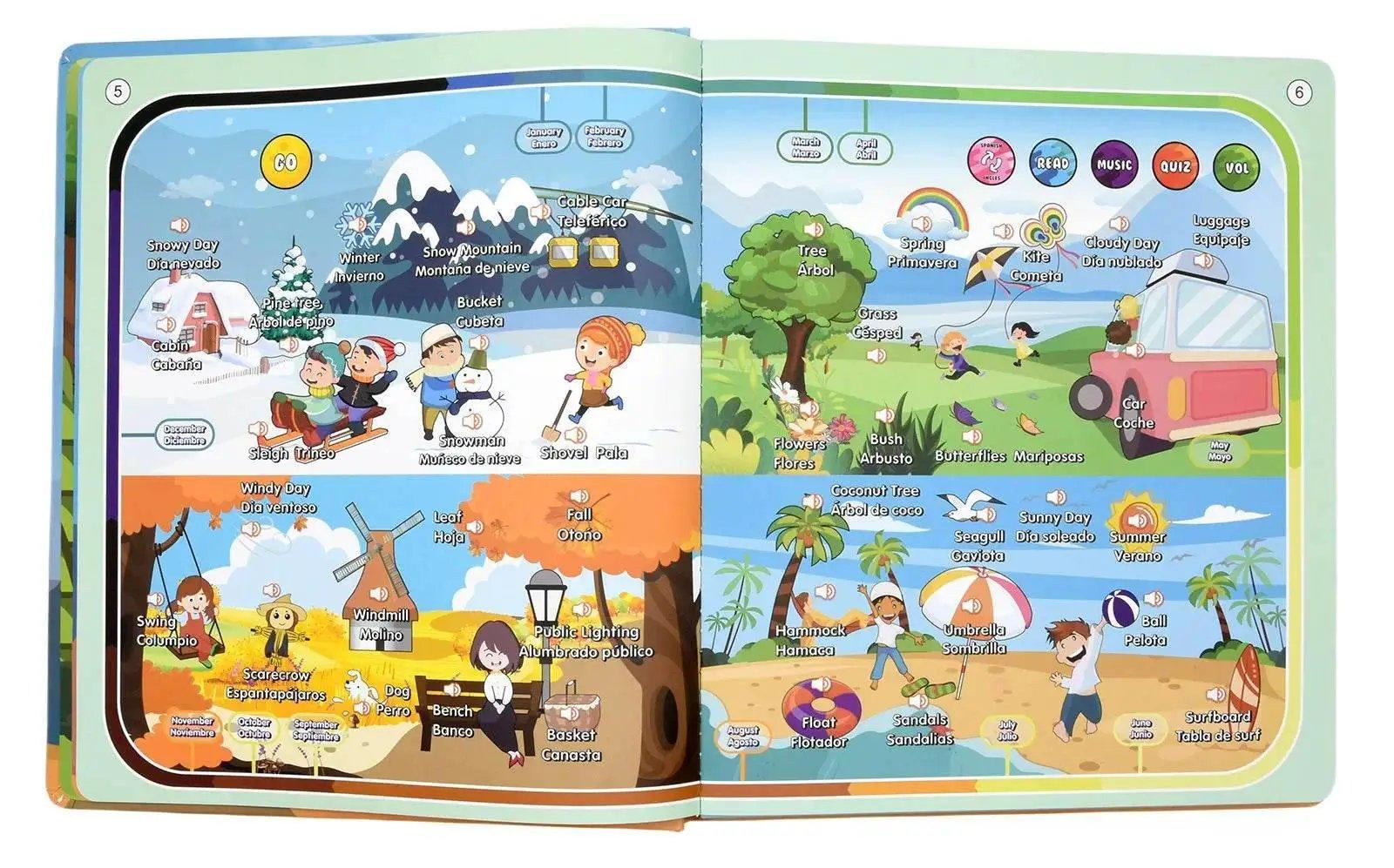  Montessori Spanish English Language Learning Machine Electronic Reading Book For Toddlers Yellow ABS Shell -  ToylandEU™