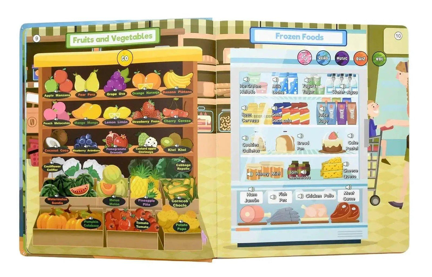  Montessori Spanish English Language Learning Machine Electronic Reading Book For Toddlers Yellow ABS Shell -  ToylandEU™