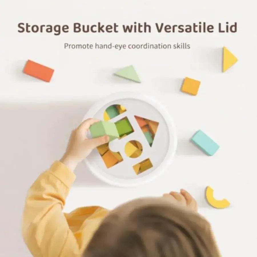  Montessori Toddler Building Blocks With Storage Bucket -  ToylandEU™