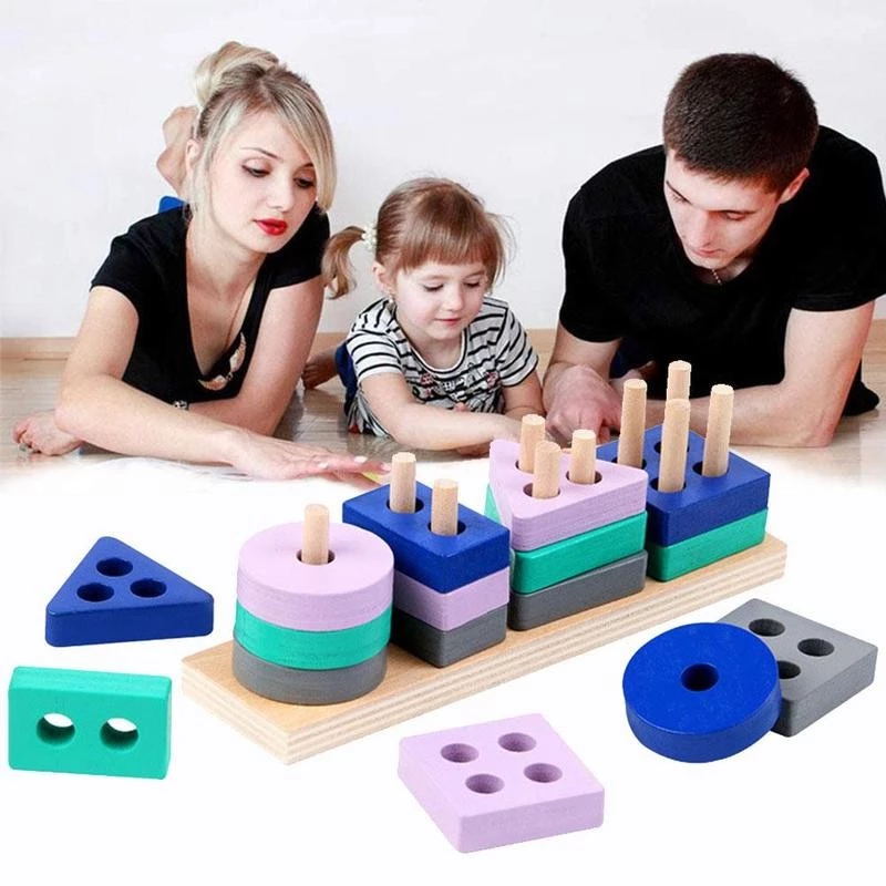 Montessori Toy Wooden Building Blocks Early Learning Educational Toys - ToylandEU