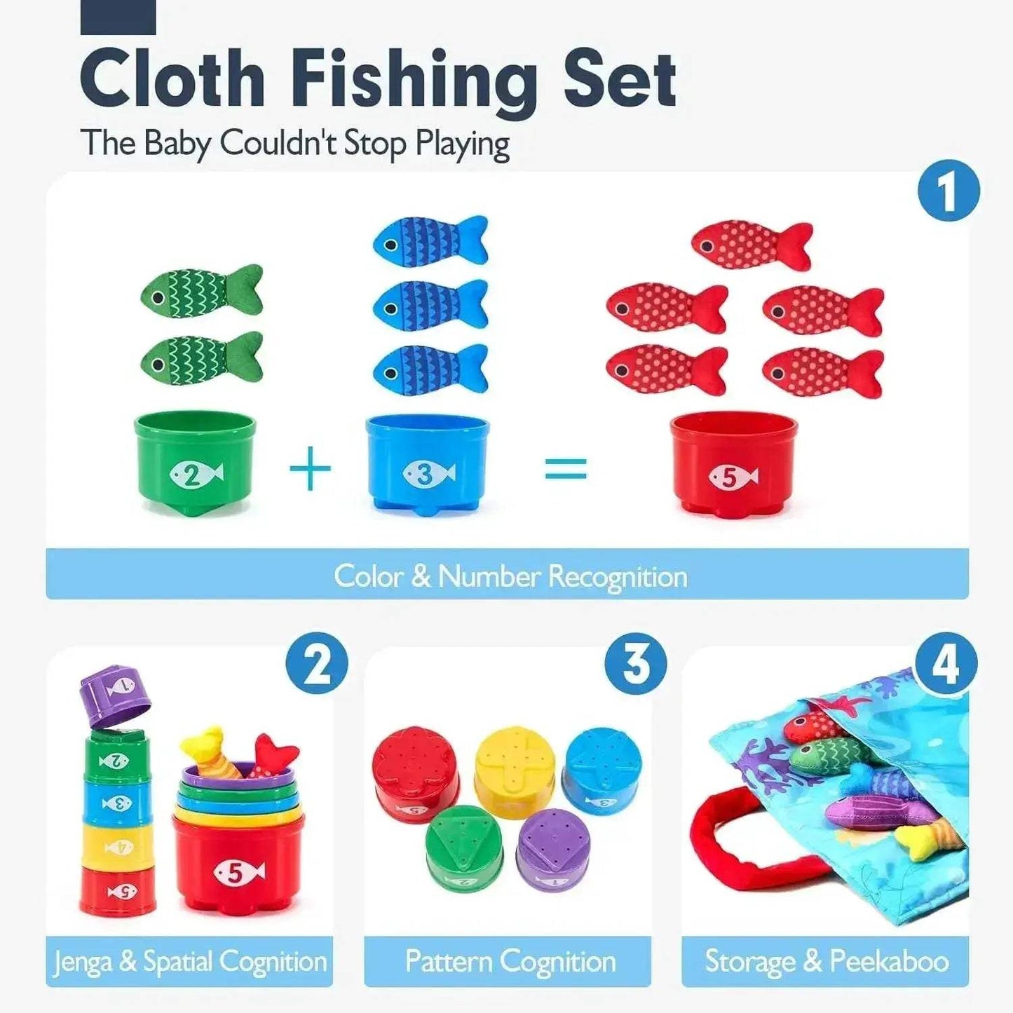 Montessori Toy for Toddlers Cloth Fishing Game Gift -  ToylandEU™