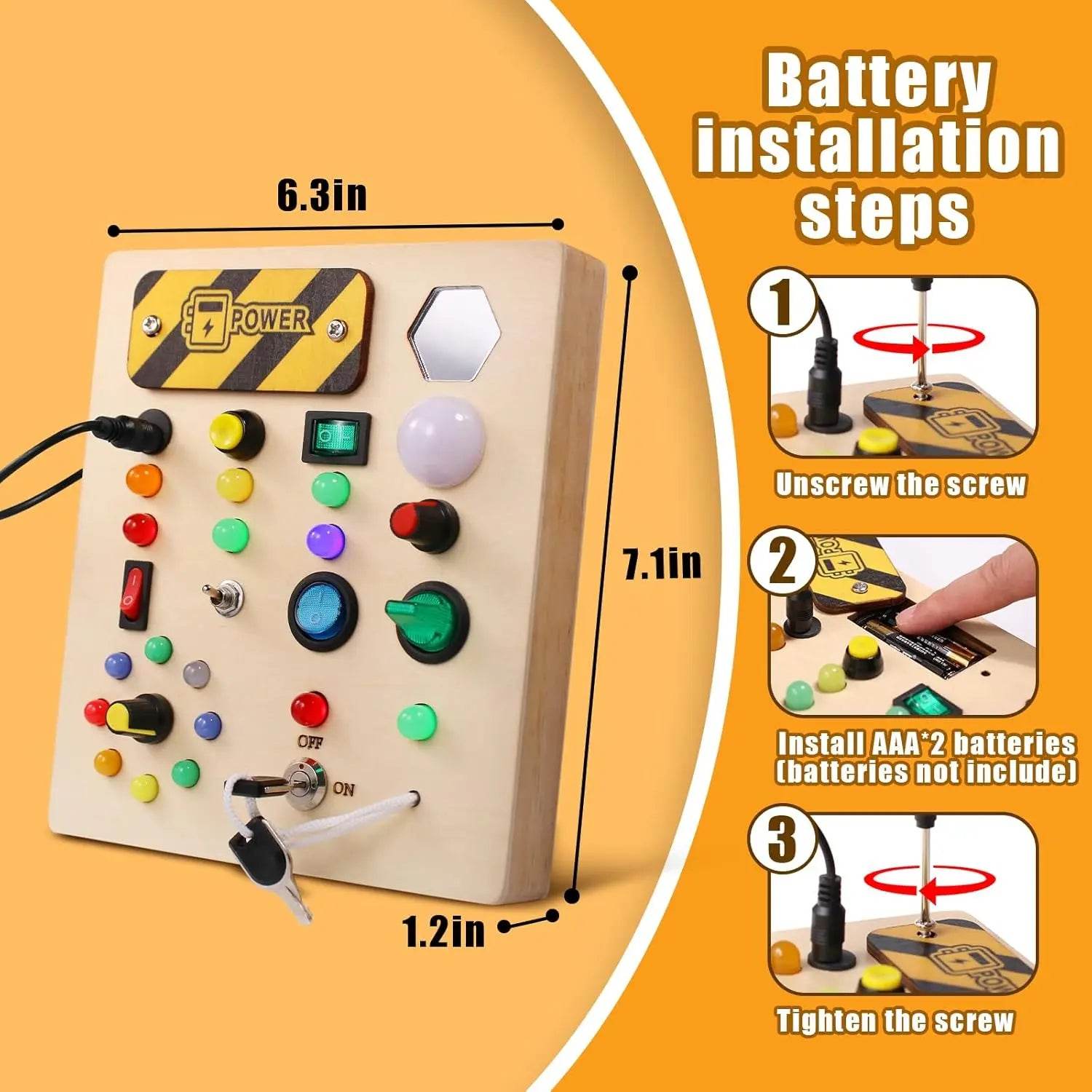 Montessori Toys Wooden Busy Board Switch Toys With Button LED Lights Sensory Travel Toys for Toddler Preschool Learning Activity - ToylandEU