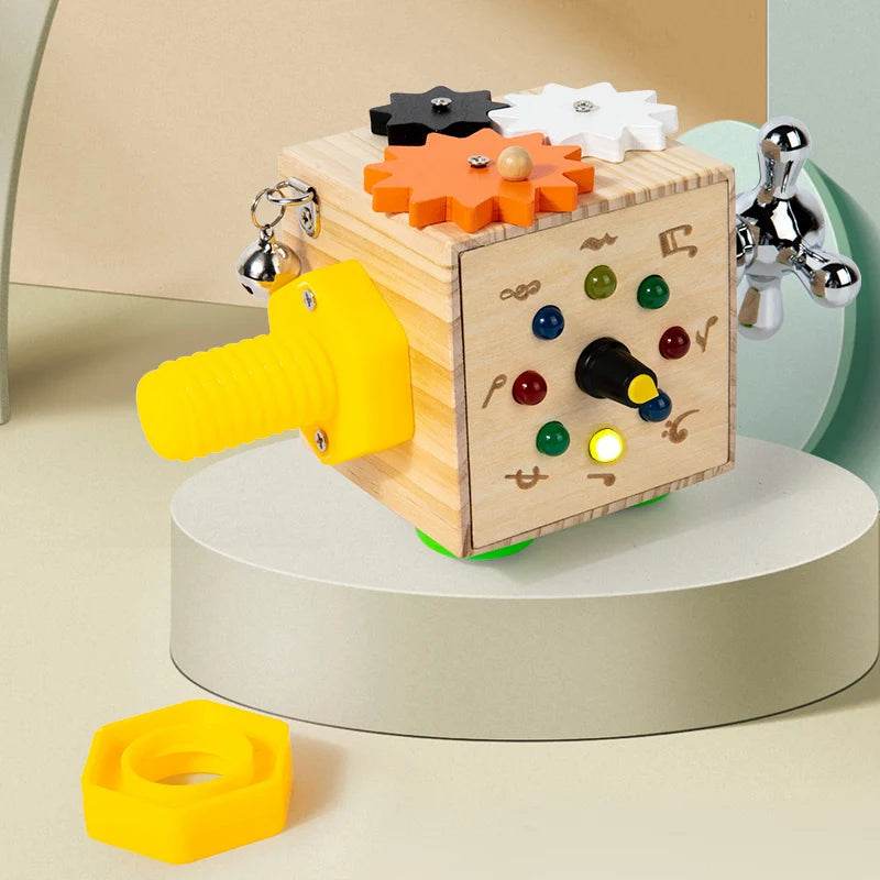 Montessori Toys Wooden Busy Board Switch Toys With Button LED Lights Sensory Travel Toys for Toddler Preschool Learning Activity - ToylandEU