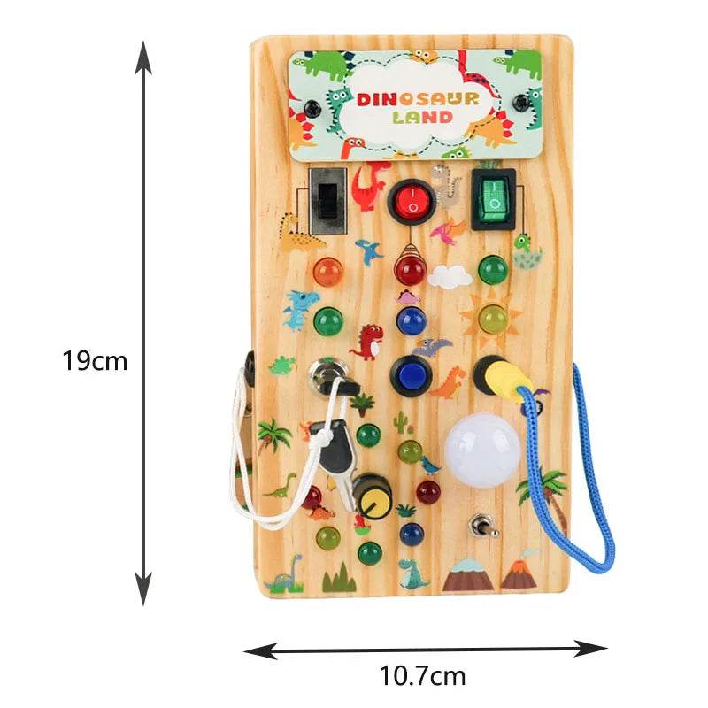 Montessori Toys Wooden Busy Board Switch Toys With Button LED Lights Sensory Travel Toys for Toddler Preschool Learning Activity - ToylandEU