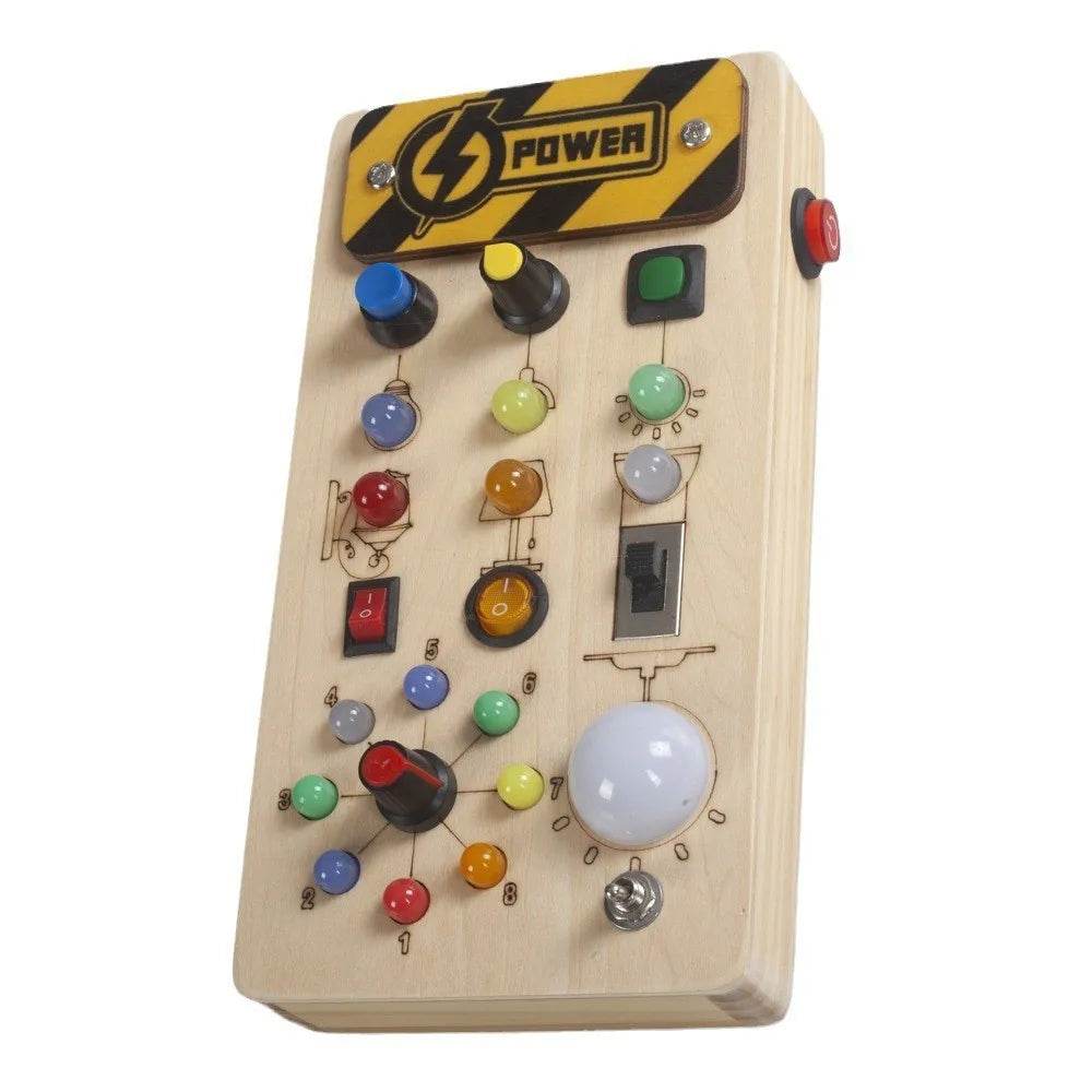 Montessori Toys Wooden Busy Board Switch Toys With Button LED Lights Sensory Travel Toys for Toddler Preschool Learning Activity - ToylandEU