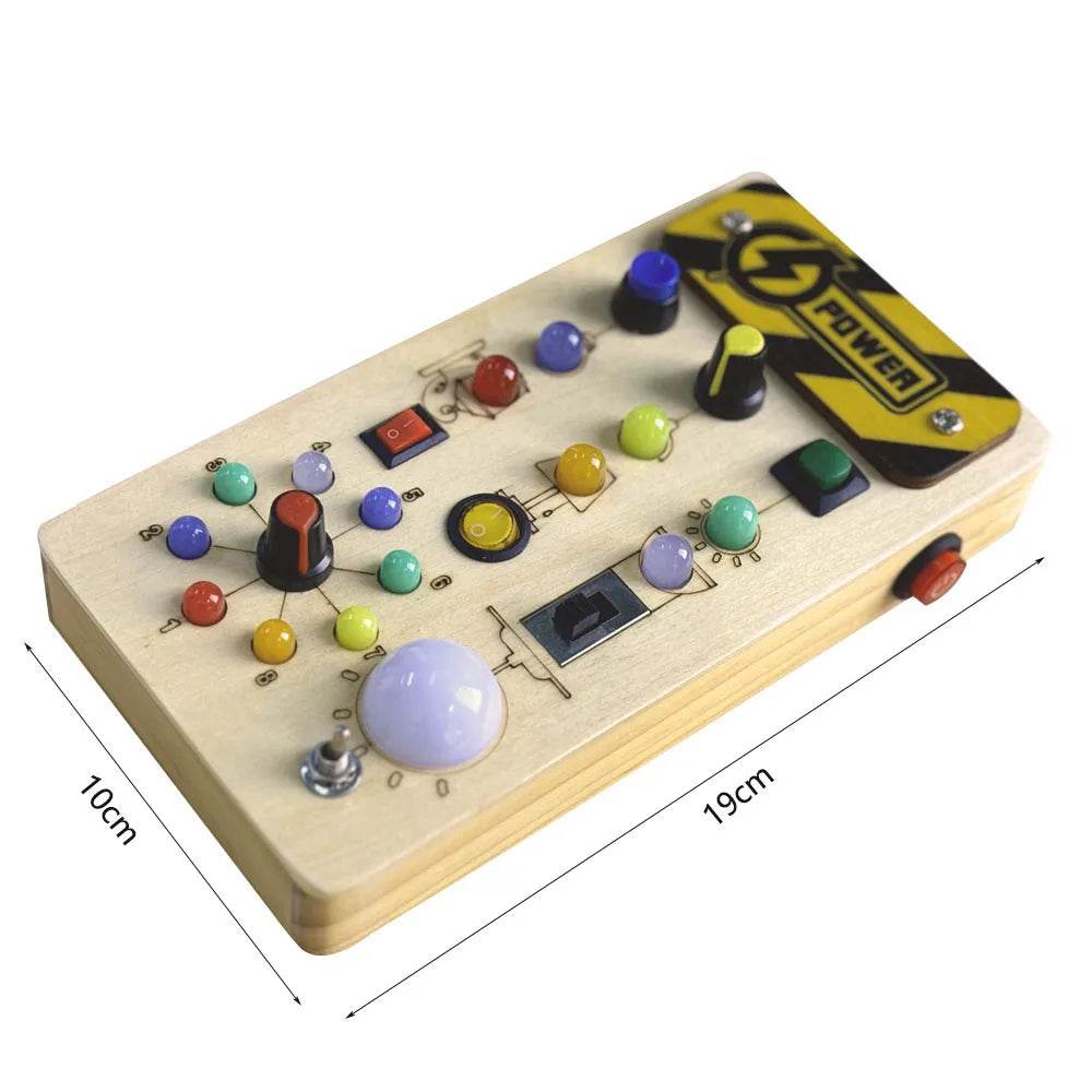 Montessori Toys Wooden Busy Board Switch Toys With Button LED Lights Sensory Travel Toys for Toddler Preschool Learning Activity - ToylandEU