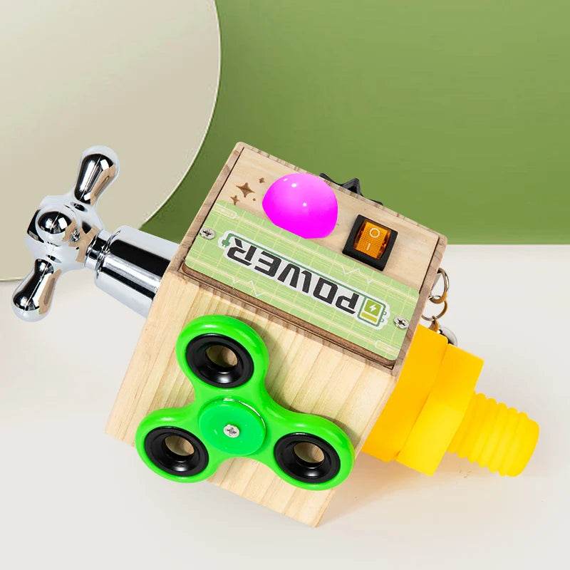 Montessori Toys Wooden Busy Board Switch Toys With Button LED Lights Sensory Travel Toys for Toddler Preschool Learning Activity - ToylandEU