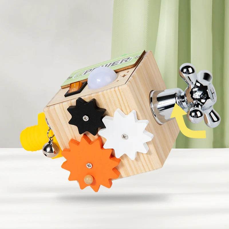 Montessori Toys Wooden Busy Board Switch Toys With Button LED Lights Sensory Travel Toys for Toddler Preschool Learning Activity - ToylandEU