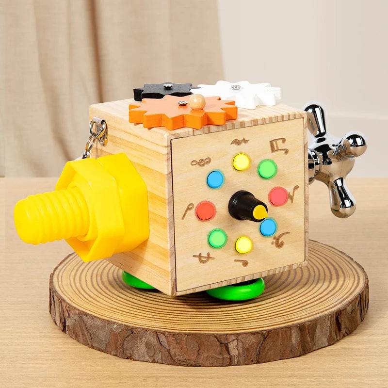 Montessori Toys Wooden Busy Board Switch Toys With Button LED Lights Sensory Travel Toys for Toddler Preschool Learning Activity - ToylandEU