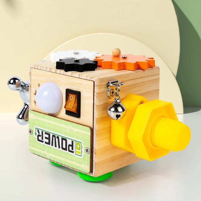 Montessori Toys Wooden Busy Board Switch Toys With Button LED Lights Sensory Travel Toys for Toddler Preschool Learning Activity - ToylandEU
