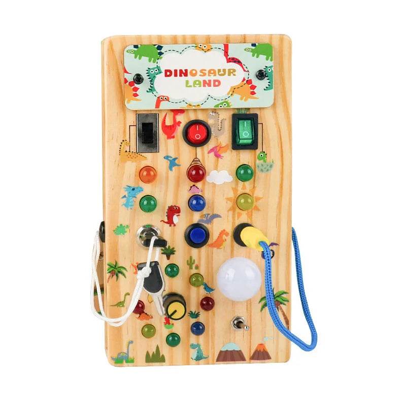 Montessori Toys Wooden Busy Board Switch Toys With Button LED Lights Sensory Travel Toys for Toddler Preschool Learning Activity - ToylandEU