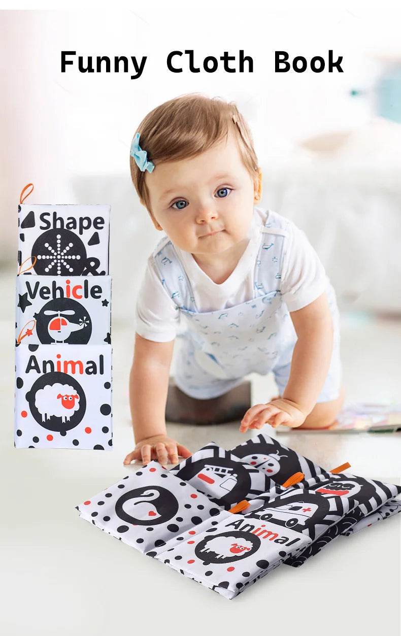 Visual Stimulus Cloth Book Montessori Early Educational Toys Kids Cartoon Toddlers Activity Fabric Books For Babies Gift - ToylandEU