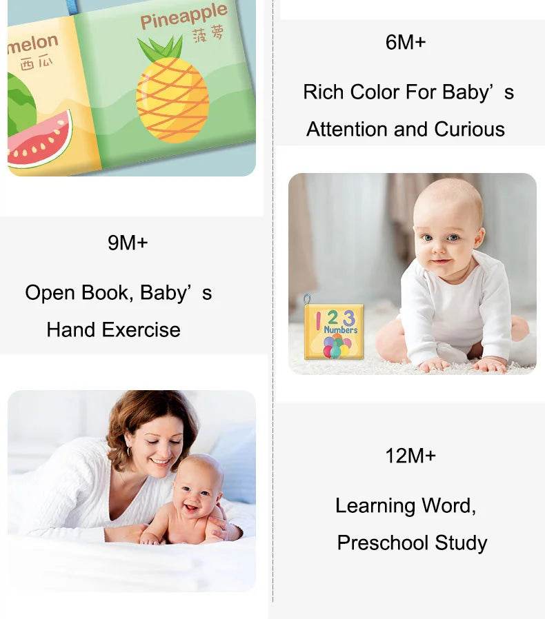 Visual Stimulus Cloth Book Montessori Early Educational Toys Kids Cartoon Toddlers Activity Fabric Books For Babies Gift - ToylandEU