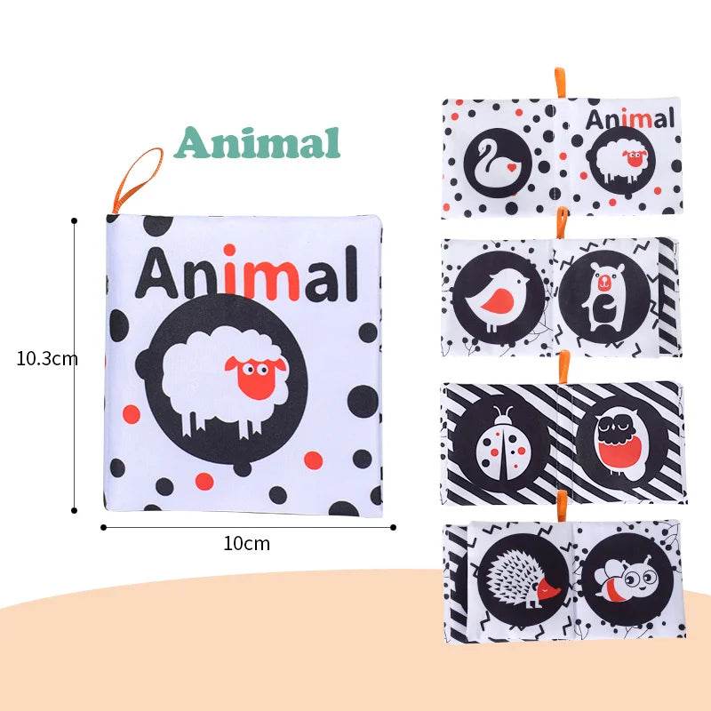 Visual Stimulus Cloth Book Montessori Early Educational Toys Kids Cartoon Toddlers Activity Fabric Books For Babies Gift - ToylandEU