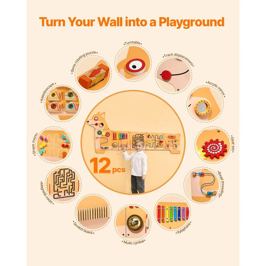 Montessori Wall Activity Panel 12 Activities for Kids - ToylandEU