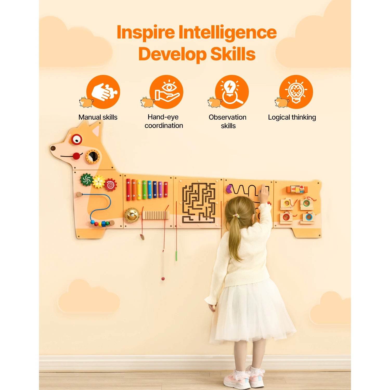 Montessori Wall Activity Panel 12 Activities for Kids - ToylandEU