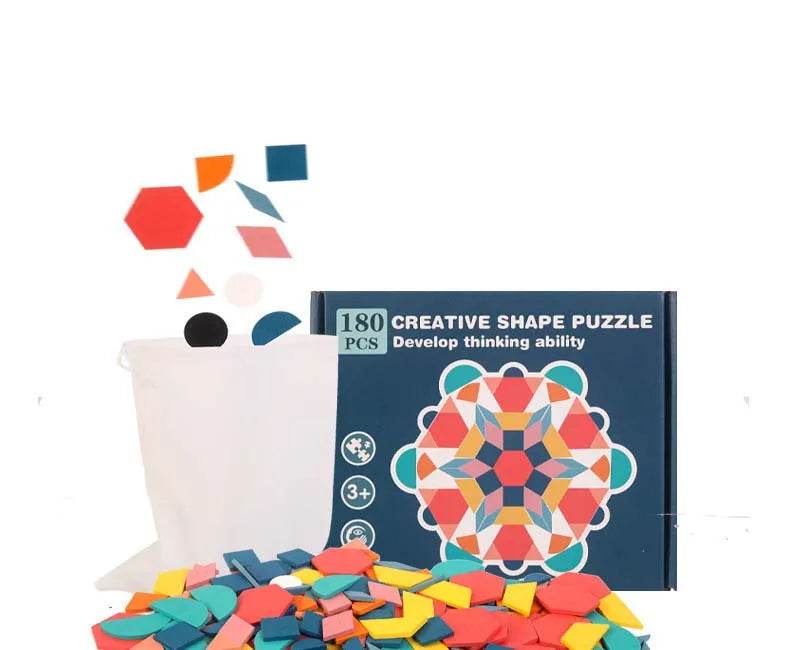 Hot Sale 180Pcs Montessori Kids Wooden 3D Geometric Puzzle - ToylandEU