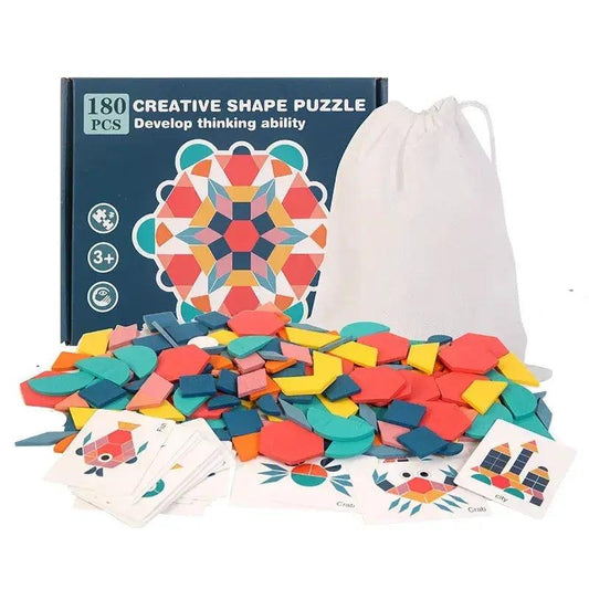  Montessori Wooden 3D Geometric Shape Puzzle Set Kids -  ToylandEU™