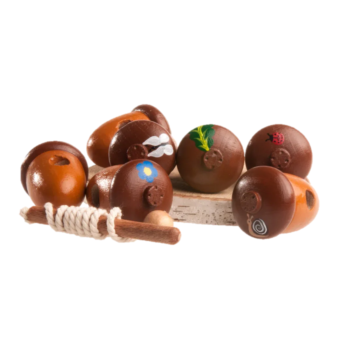 Montessori Wooden Acorn Lacing Toy For Toddlers Fine Motor Skills - ToylandEU