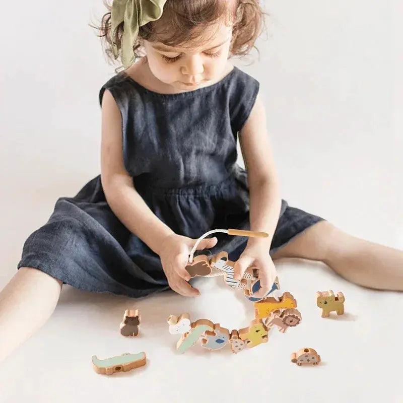  Montessori Wooden Animal Threading Toy For Babies Safe -  ToylandEU™