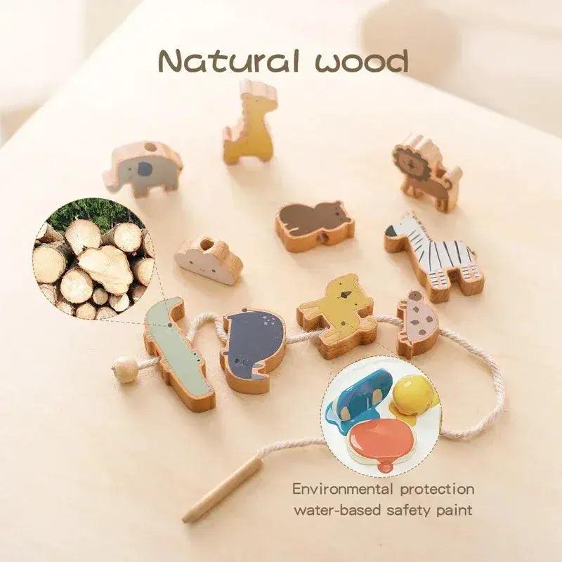  Montessori Wooden Animal Threading Toy For Babies Safe -  ToylandEU™
