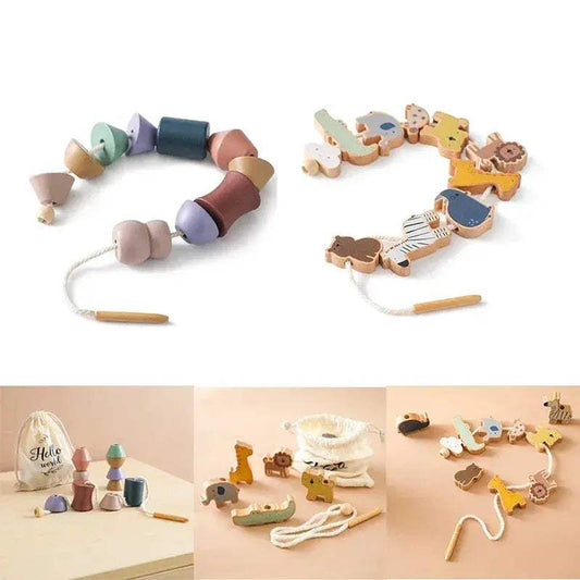  Montessori Wooden Animal Threading Toy For Babies Safe -  ToylandEU™