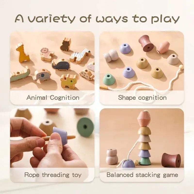 Montessori Wooden Animal Threading Toy for Babies Fine Motor - ToylandEU