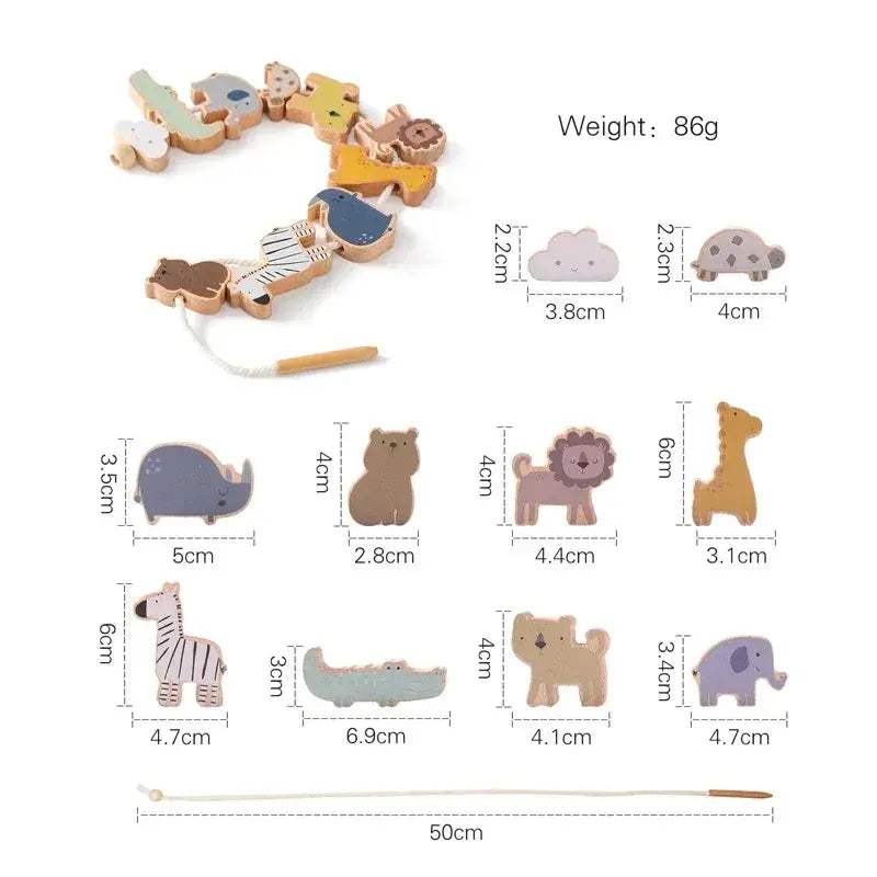 Montessori Wooden Animal Threading Toy for Babies Fine Motor - ToylandEU