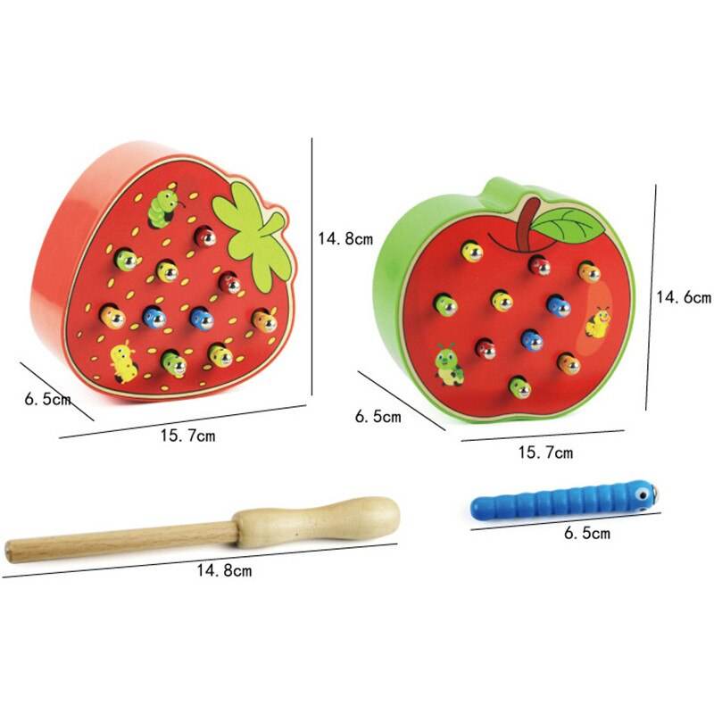 Montessori Wooden Apple Worm Toy for Engaging Early Learning Fun - ToylandEU