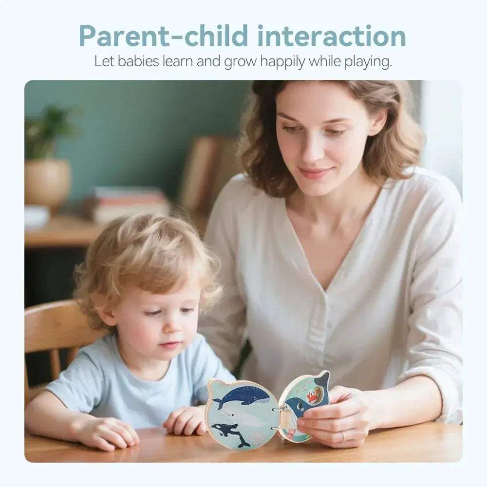 Montessori Wooden Baby Book Marine Animals Educational Toy - ToylandEU