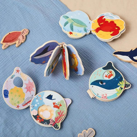  Montessori Wooden Baby Book Marine Animals Toy NonToxic -  ToylandEU™