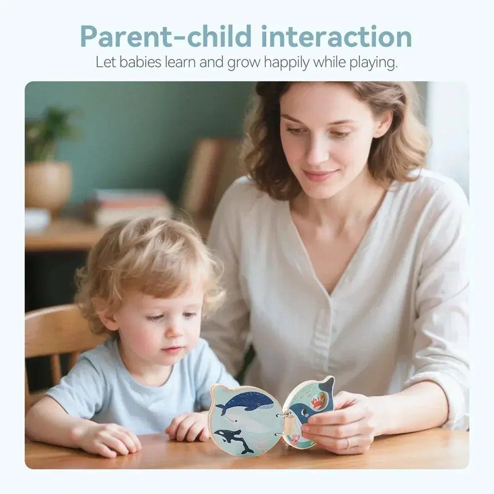  Montessori Wooden Baby Book Marine Animals Toy NonToxic -  ToylandEU™